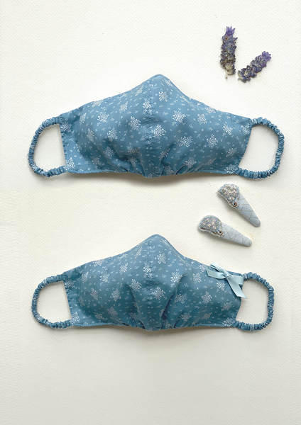 "Be Safe. Be Kind" Printed Heirloom Mask - Blue Farmhouse Floral