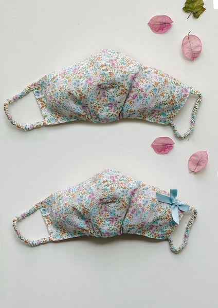 "Be Safe. Be Kind" Printed Heirloom Mask - Flower Garden, Pastel