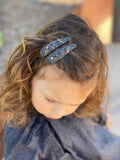 Handmade Barrette with Rose Bud, Anthracite