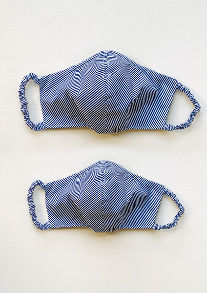 "Be Safe. Be Kind" Printed Heirloom Mask - Navy Stripe