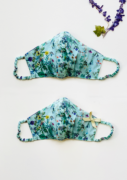 "Be Safe. Be Kind" Printed Heirloom Mask - Botanical Garden, Mint