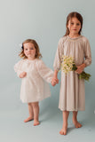 Long Sleeve Hand Smocked Jersey Day Gown, Stone