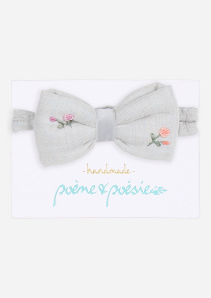 Handmade Headband with Roses, Pale Blue