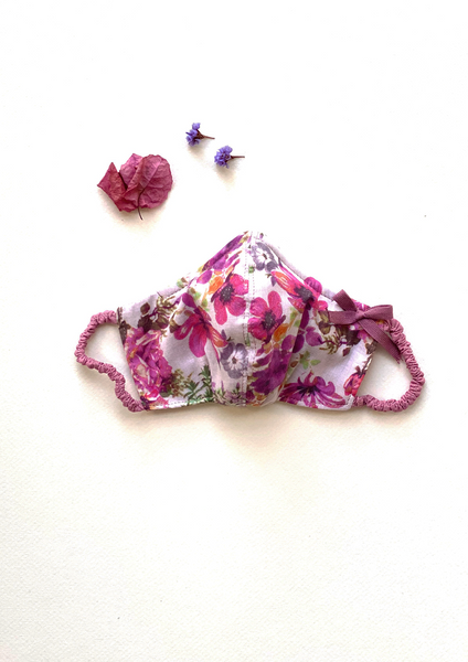 "Be Safe. Be Kind" Printed Heirloom Mask - Watercolor Floral, Rouge