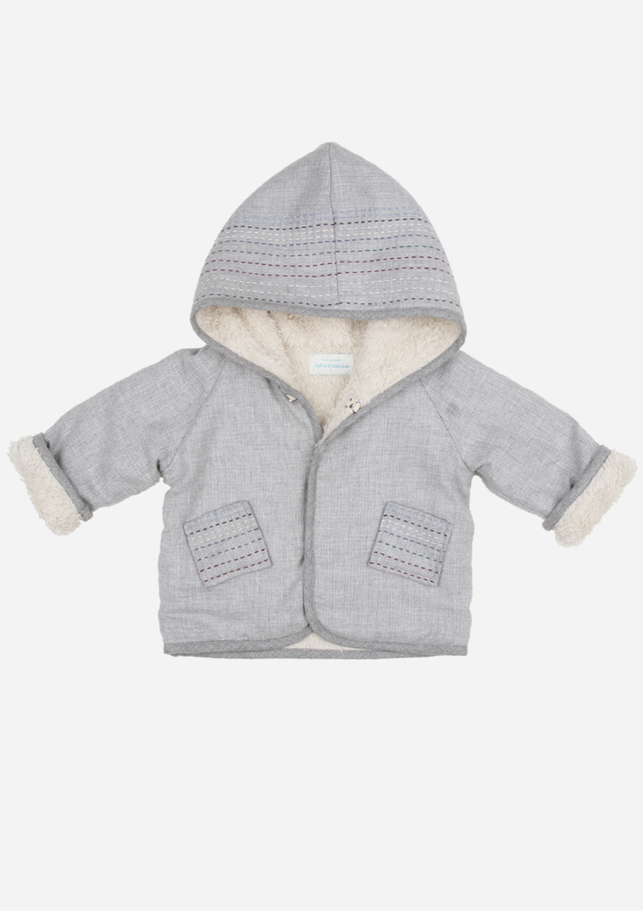 Hoodie Jacket with Hand Stitching, Stone