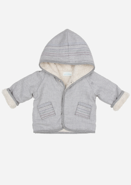Hoodie Jacket with Hand Stitching, Stone