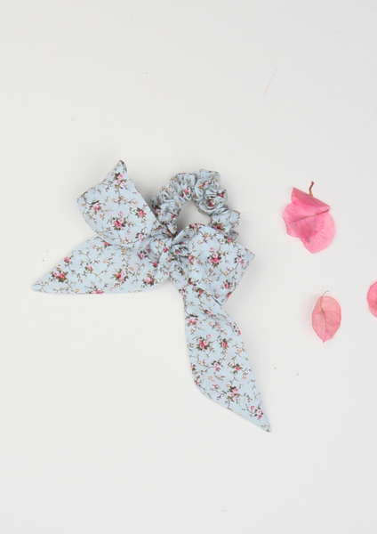 Heirloom Ribbon Scrunchie, Vintage Rose, Blue