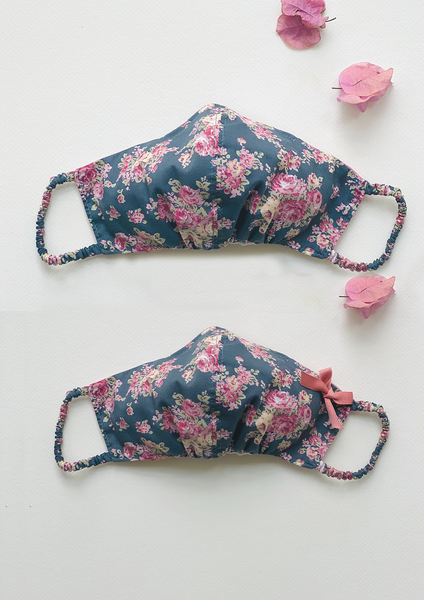 "Be Safe. Be Kind" Printed Heirloom Mask - Dusky Roses